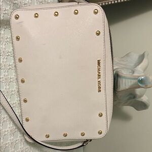 Michael Kors Cream Crossbody Bag with Gold Accents